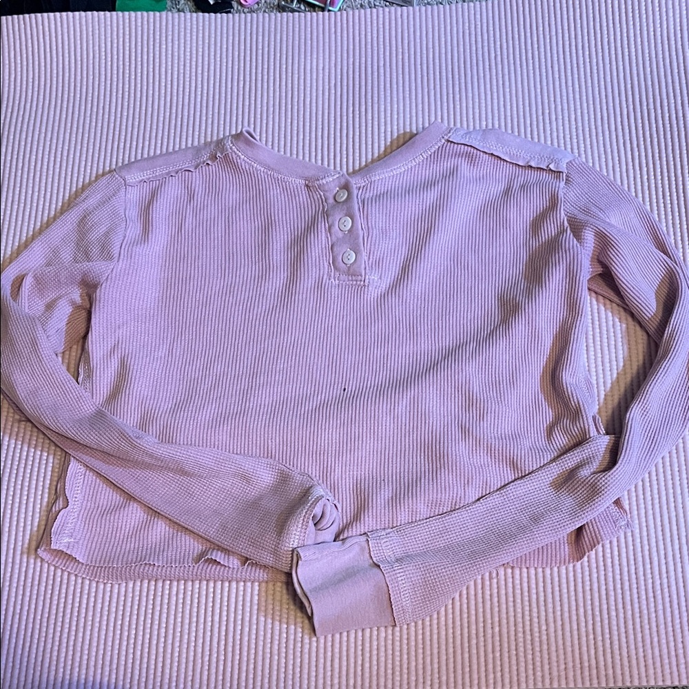 Wild Fable Light Pink Ribbed Henley